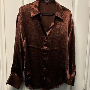 Express Satin Shirt in Deep Brown